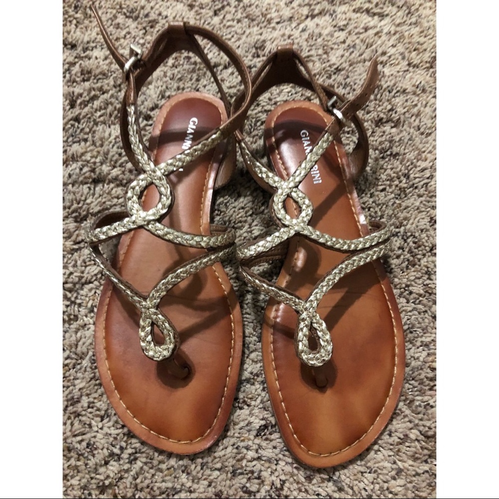 Gianni Bini Gold and Brown ankle sandals.